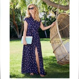 Draper James Large Navy Floral Maxi Shirt Dress